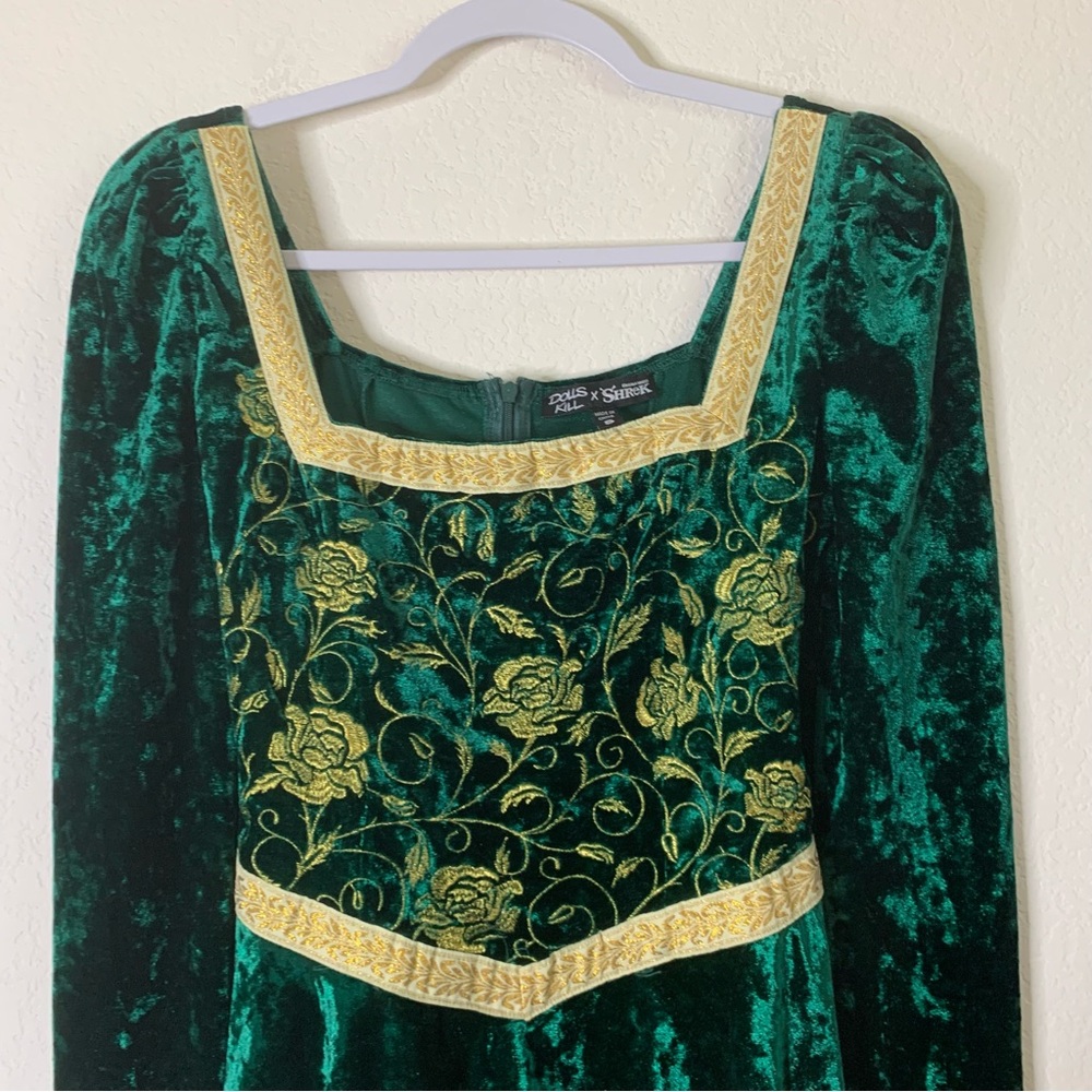 Dolls kill x shrek green Fiona mini dress S - Picture 4 of 9